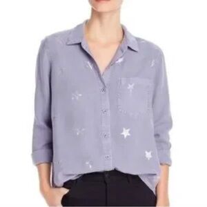 Bella Dahl Blue Button Down Shirt with Star Accents